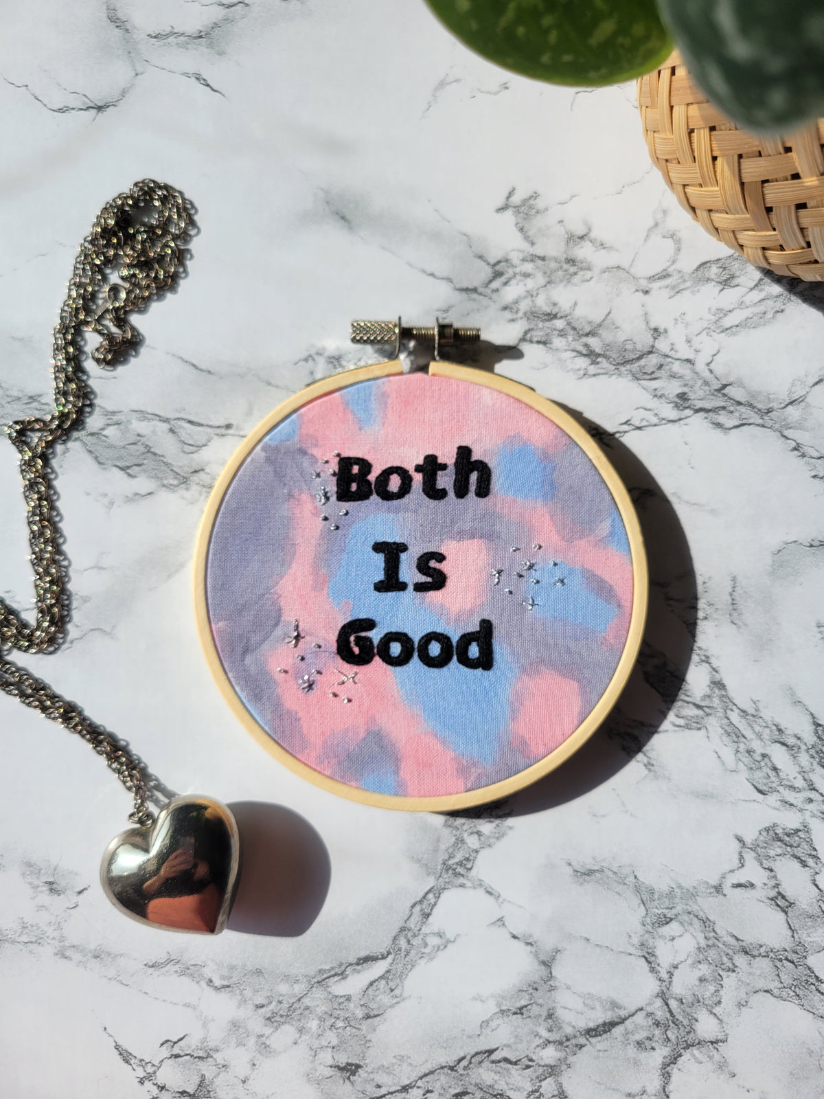 "Both Is Good" Pastel Bi Embroidery Art - 4" Hoop