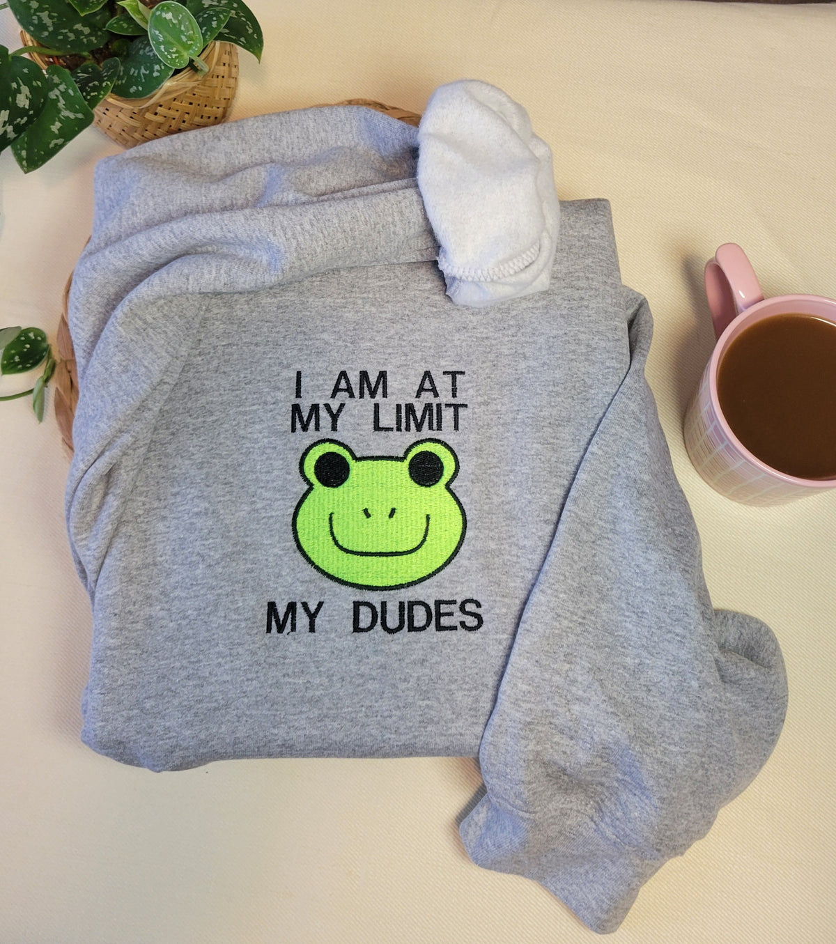 Frog At His Limit Embroidered Sweatshirt - Crewneck or Hoodie