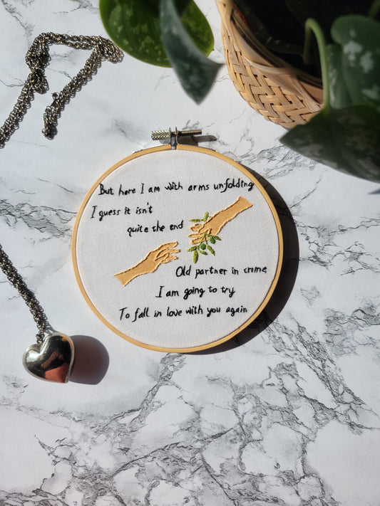 Arms Unfolding Dodie Lyric Embroidery Art - 5 Inch Hoop