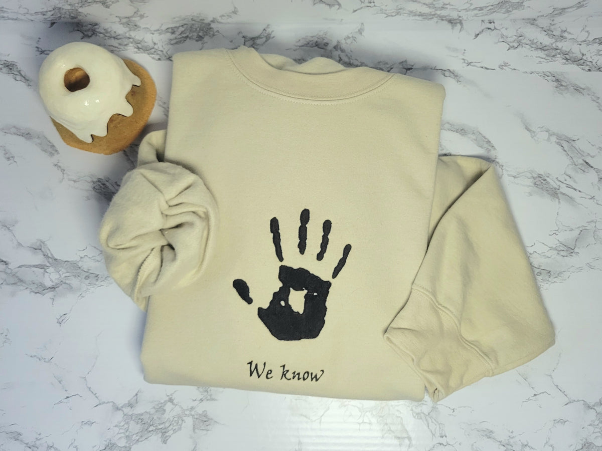 "We Know" Skyrim Embroidered Crewneck Sweatshirt - Large