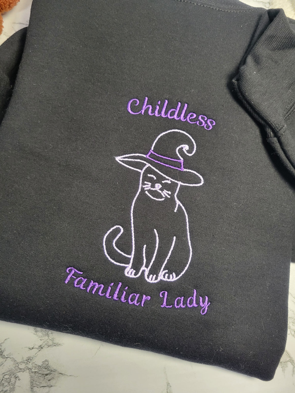 Childless Familiar Lady Embroidered Crewneck Sweatshirt - Unisex Sizing