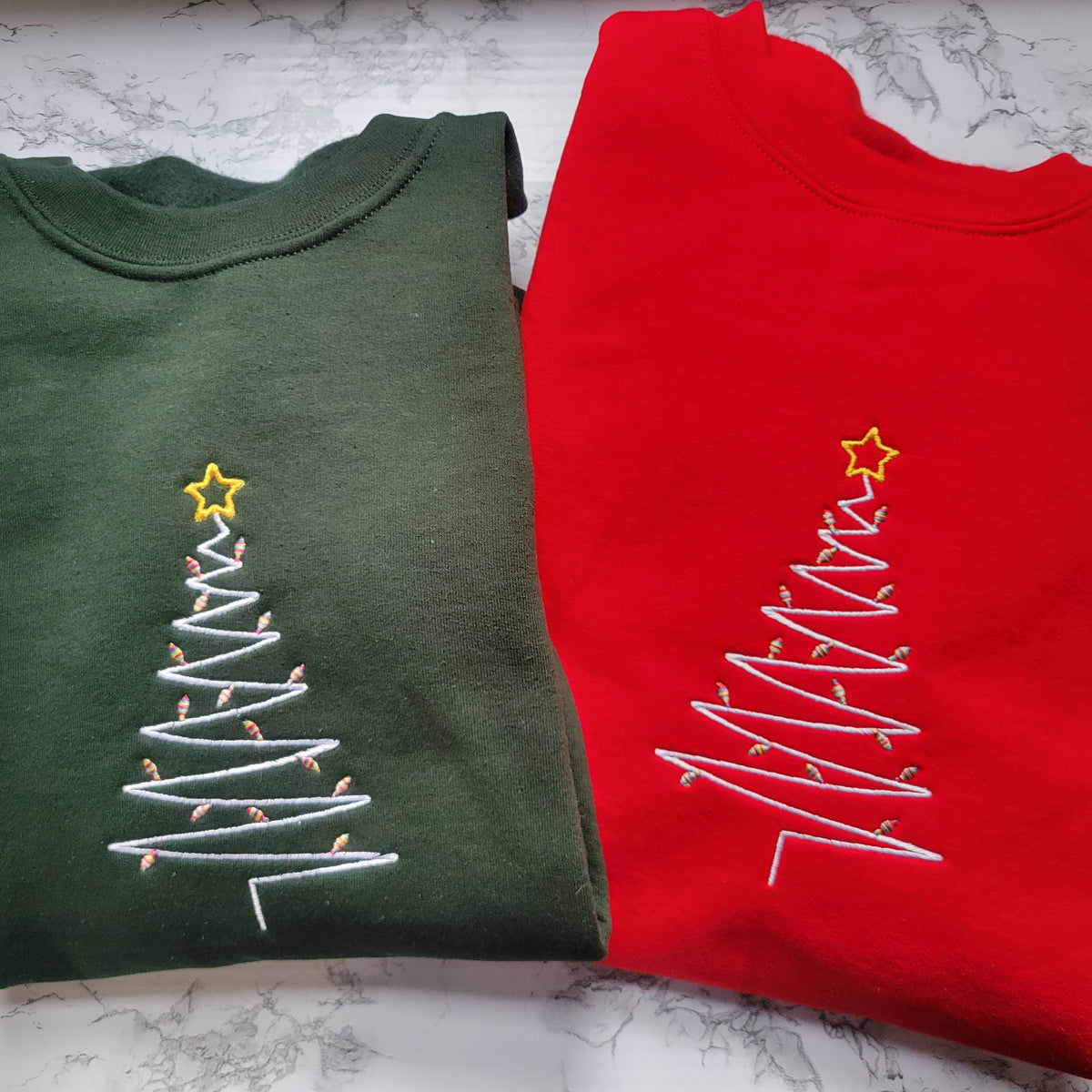 Christmas Tree Embroidered Sweatshirt - Crewneck or Hoodie