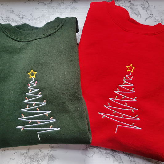 Christmas Tree Embroidered Sweatshirt - Crewneck or Hoodie