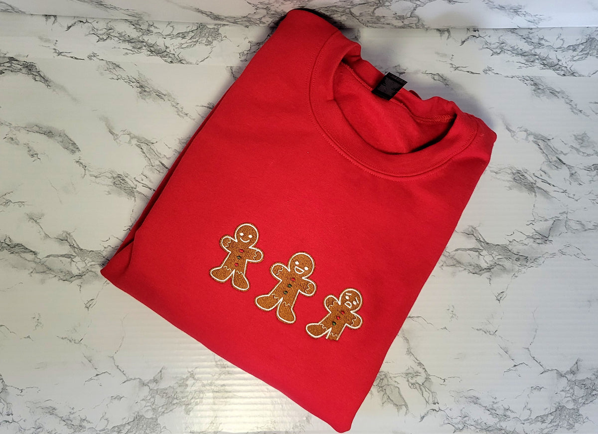 Gingerbread Men Embroidered Sweatshirt - Crewneck or Hoodie