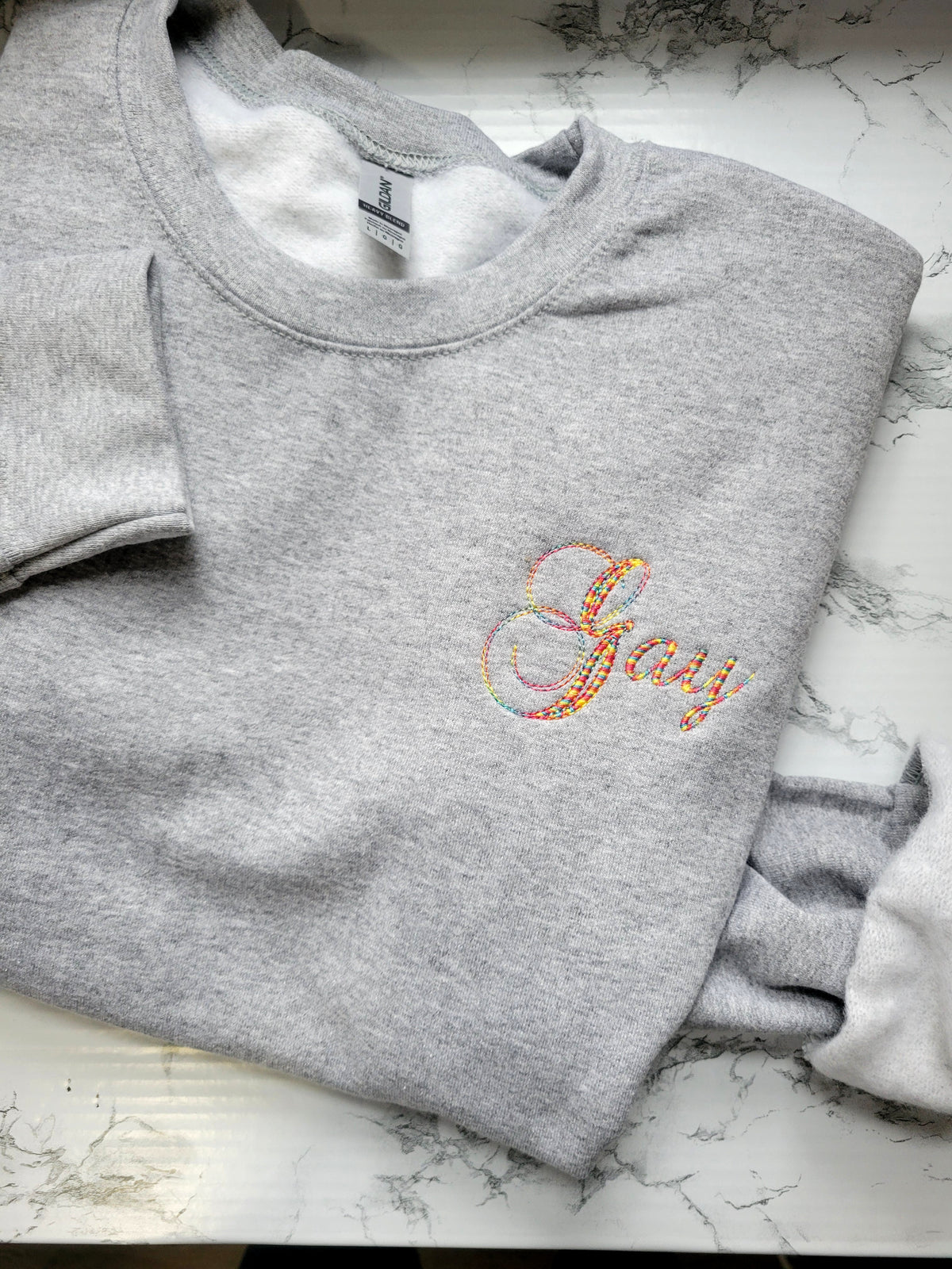 Cursive Gay Sport Gray Crewneck Sweatshirt - Unisex Sizing