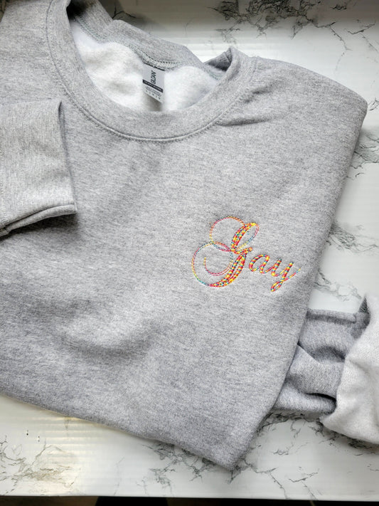Cursive Gay Sport Gray Crewneck Sweatshirt - Unisex Sizing
