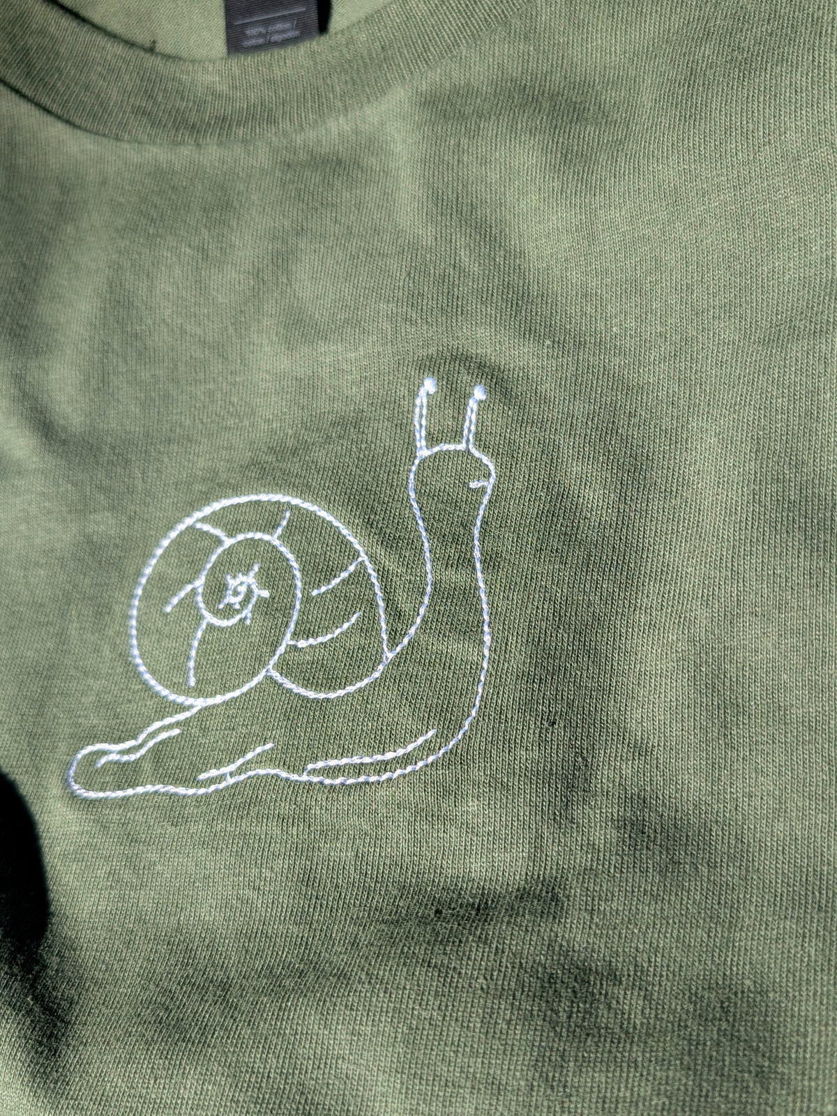 Snail Embroidered Cropped Shirt - Women's Sizing
