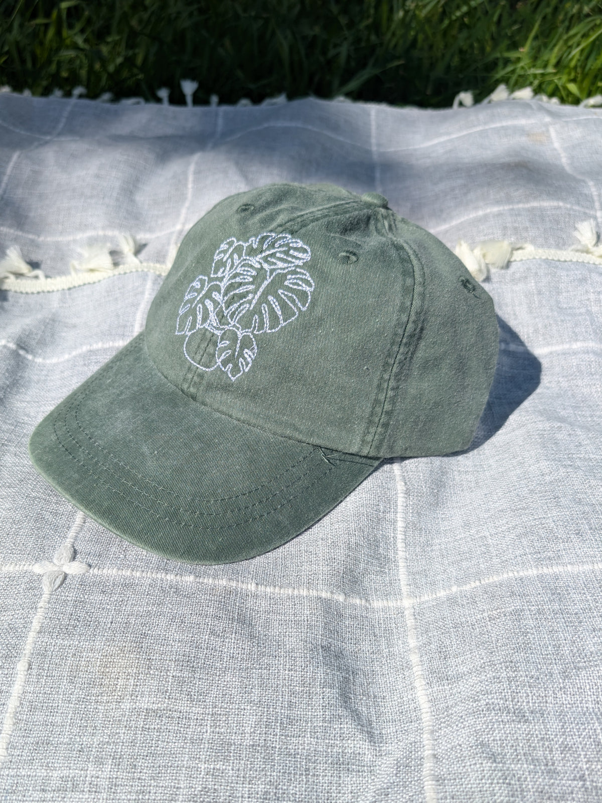 Monstera Embroidered Ballcap - Spruce