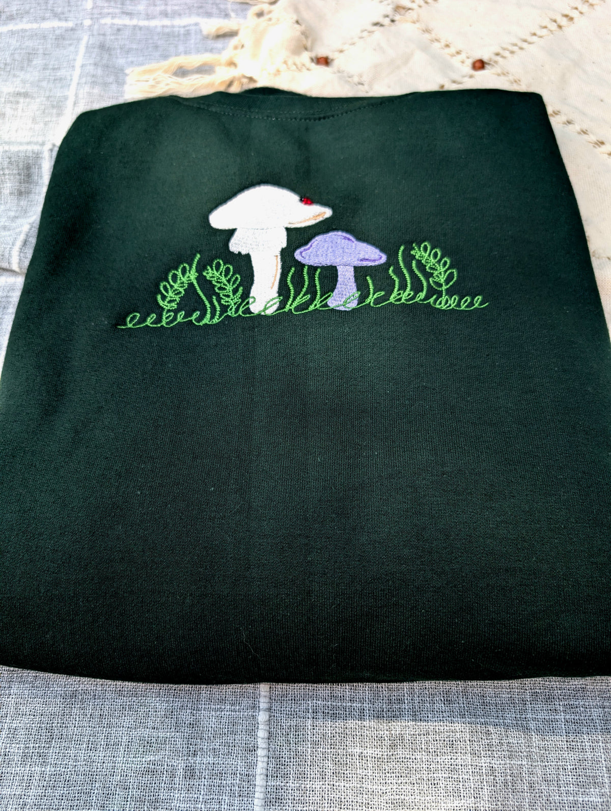 Mushroom Scene Embroidered Sweatshirt - Crewneck or Hoodie