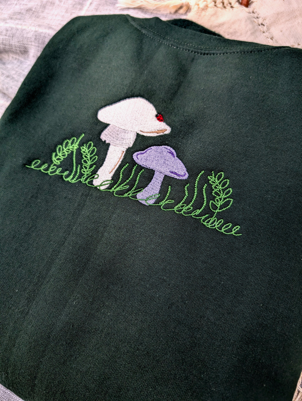 Mushroom Scene Embroidered Sweatshirt - Crewneck or Hoodie