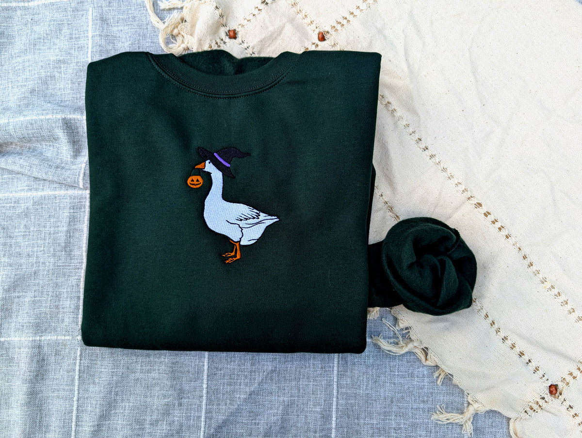 Halloween Goose Embroidered Sweatshirt - Crewneck or Hoodie