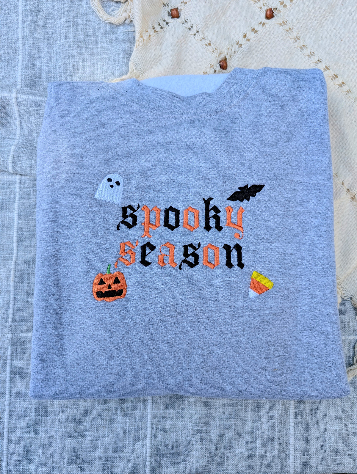 Spooky Season Embroidered Sweatshirt - Crewneck or Hoodie