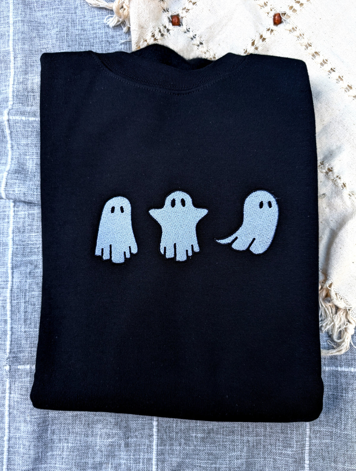 Ghosts Embroidered Sweatshirt - Crewneck or Hoodie