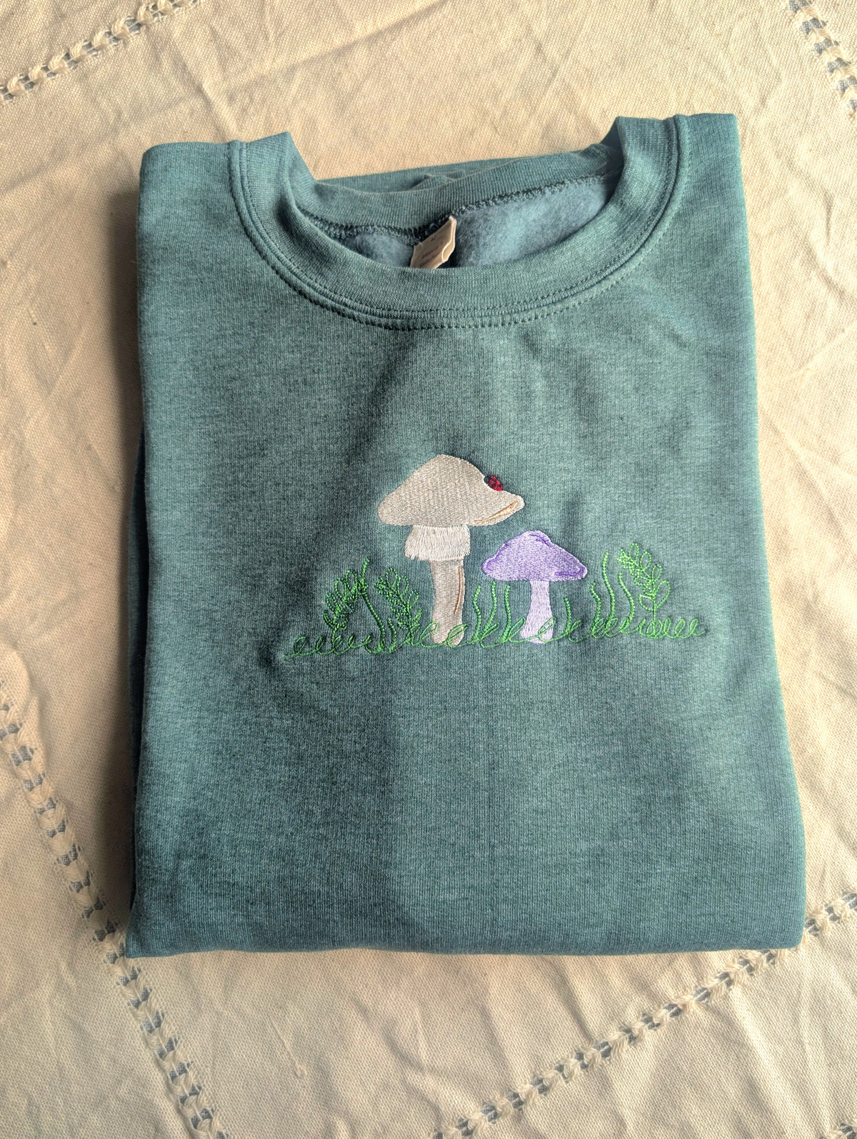 Mushroom Scene Embroidered Sweatshirt - Crewneck or Hoodie