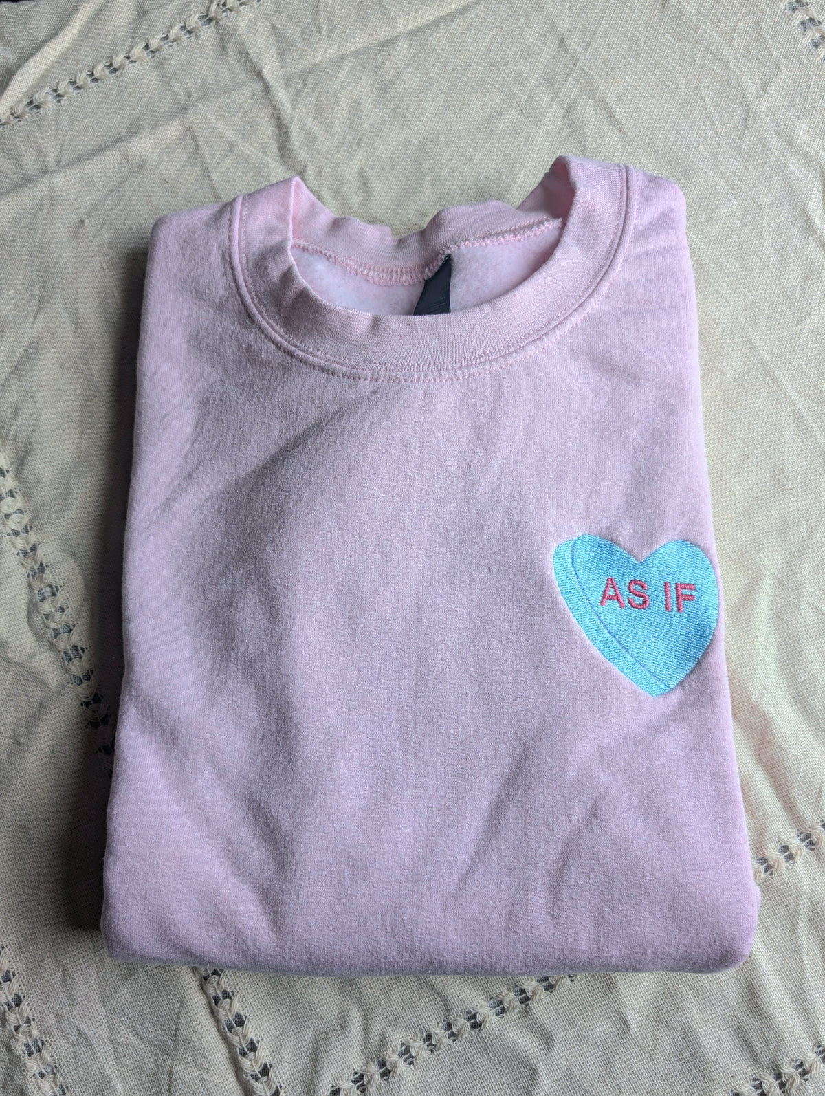 As If Valentine Heart Embroidered Crewneck Sweatshirt