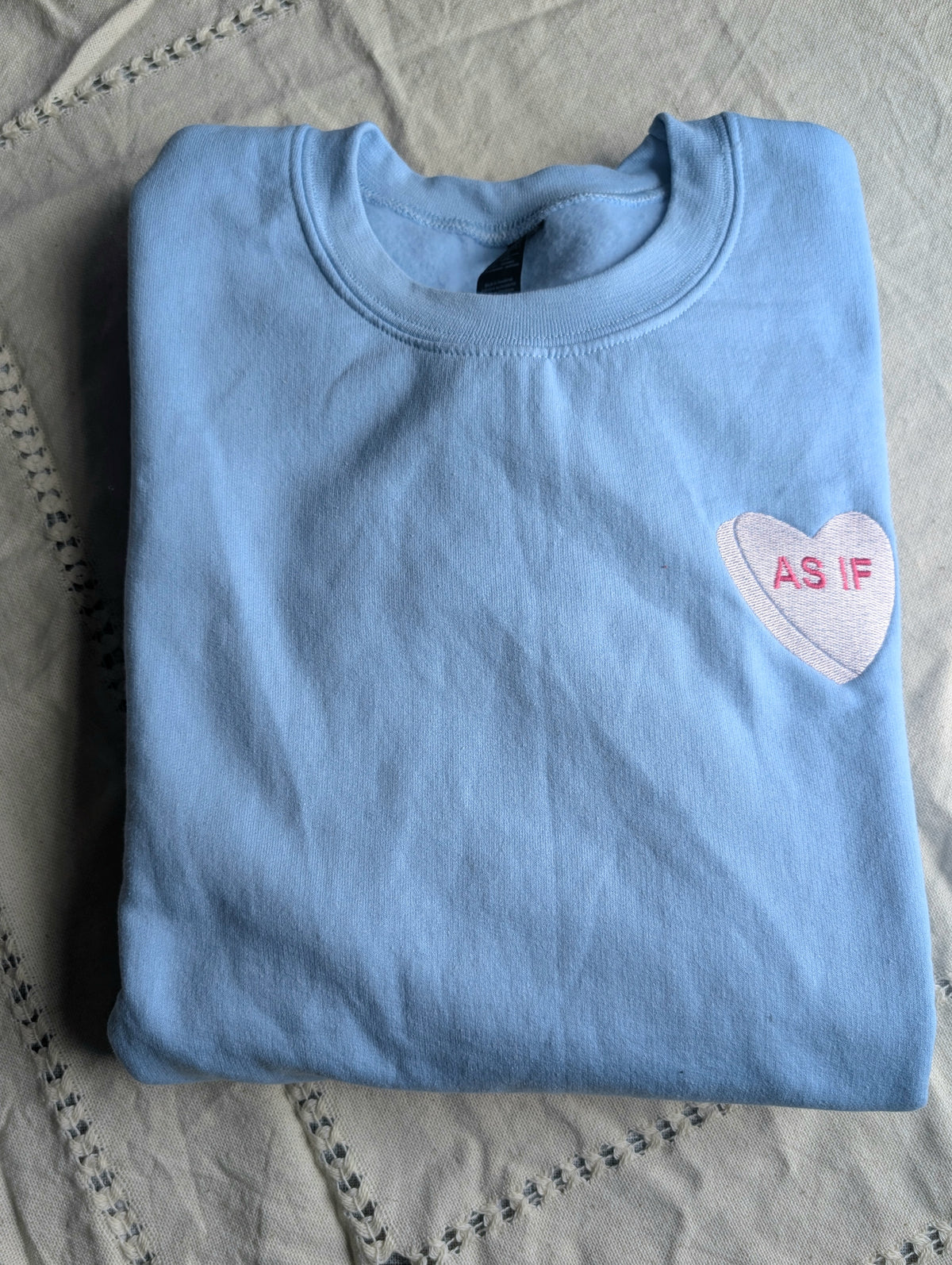 As If Valentine Heart Embroidered Crewneck Sweatshirt