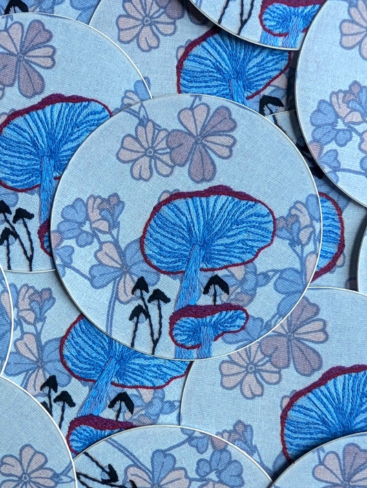 Psychedelic Mushrooms Embroidery Vinyl Sticker - 2.5"