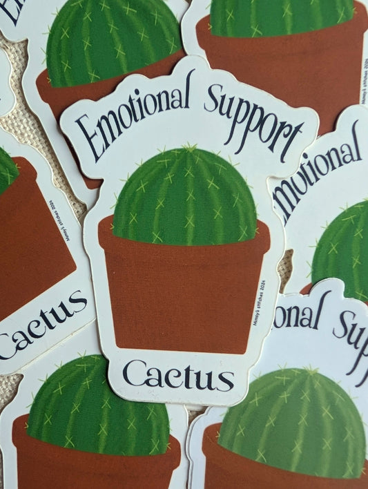 Emotional Support Cactus Vinyl Sticker - 3"