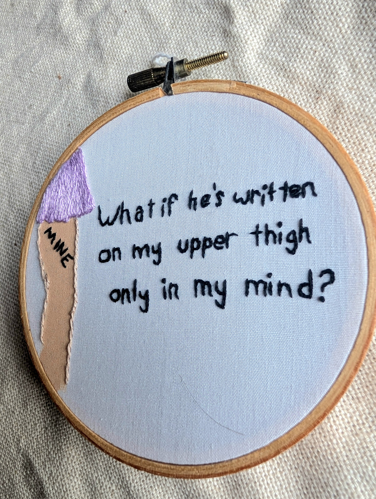 Guilty As Sin Lyric Embroidery Art - 4 Inch Hoop